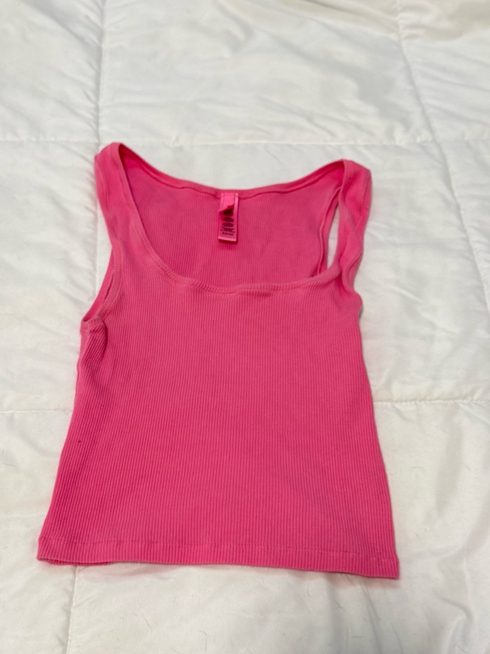 Skims Sugar Pink Ribbed Tank Top
